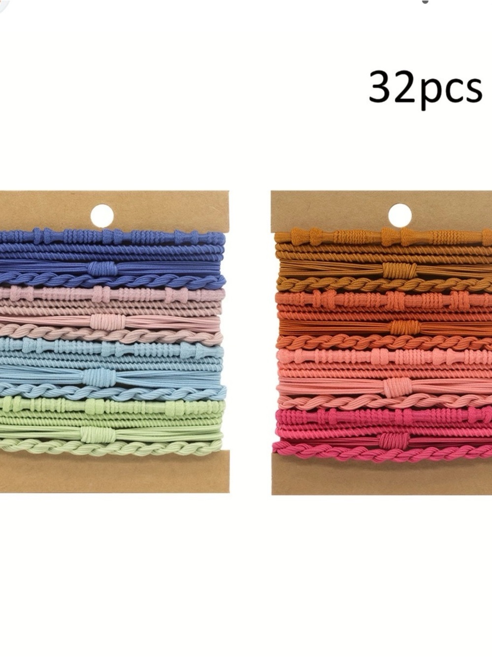 Assorted Pastel & Warm Color Hair Tie Set - 32 Pack